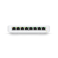 White network switch with multiple ports on a white background