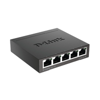 D-Link network switch with five Ethernet ports on a white background