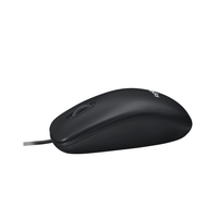 Black computer mouse on a white background