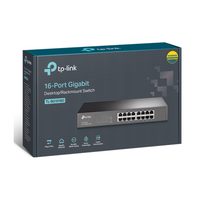 TP-Link 16-port gigabit switch packaging on a white background