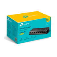 TP-Link 8-port gigabit switch packaging on a white background