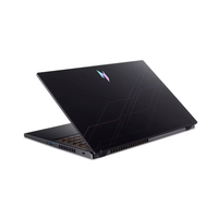 Black laptop with geometric design on a white background