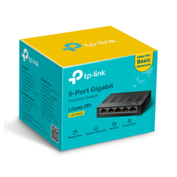 TP-Link 5-port gigabit switch packaging on a white background