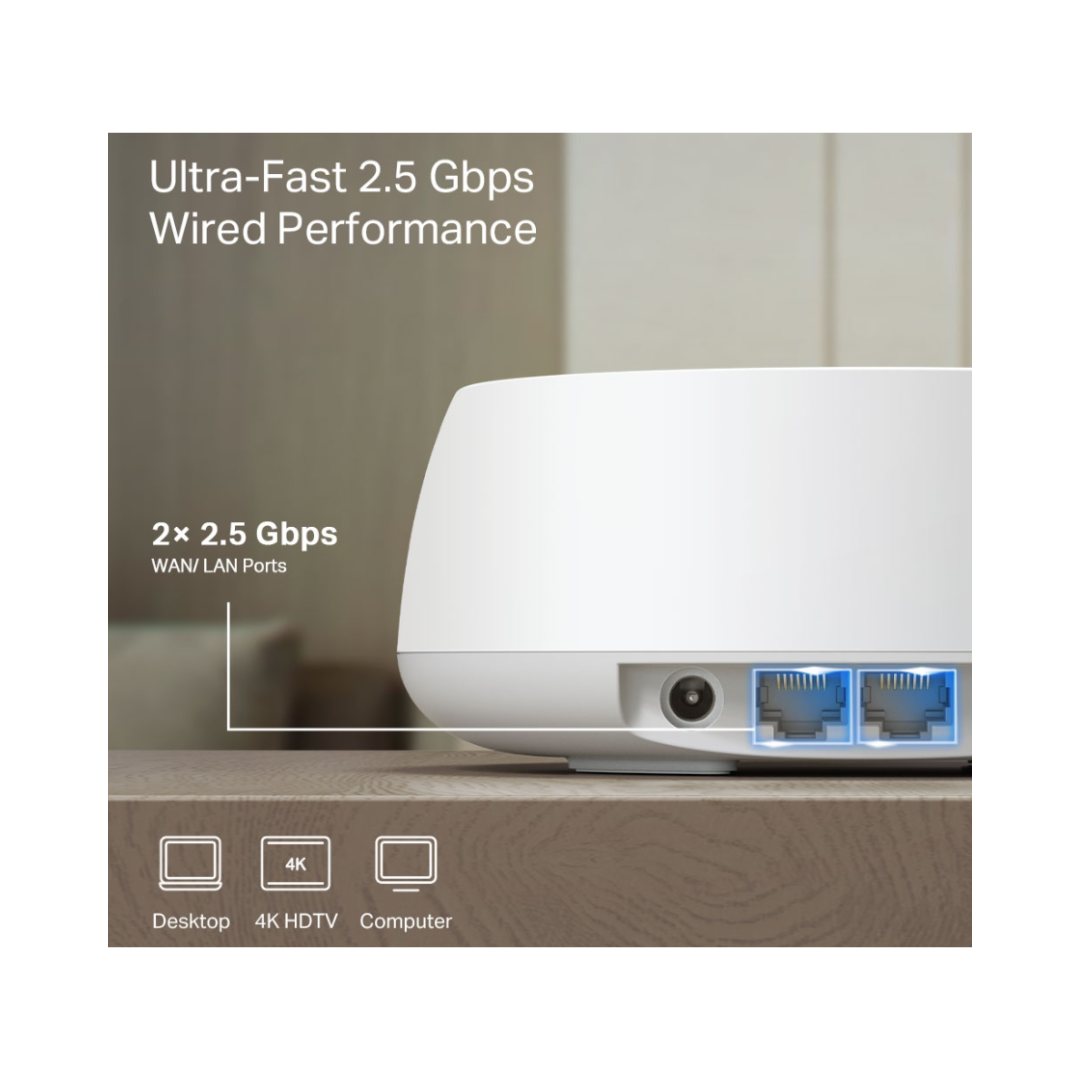 White router with Ethernet ports on a wooden surface, labeled for ultra-fast wired performance.