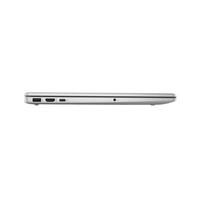 Side view of a silver laptop on a white background