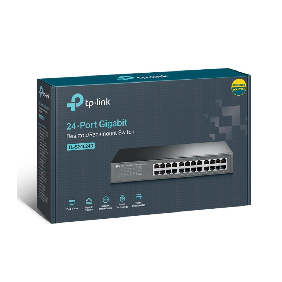 TP-Link network switch packaging on a white background