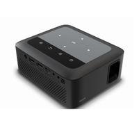 Black portable projector on a white background