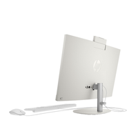 White computer monitor with keyboard and mouse on a white background