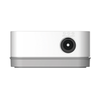 White cylindrical device with a camera lens on a white background