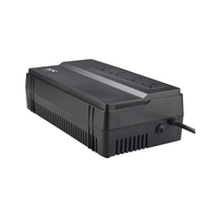 Black power strip with multiple sockets on a white background