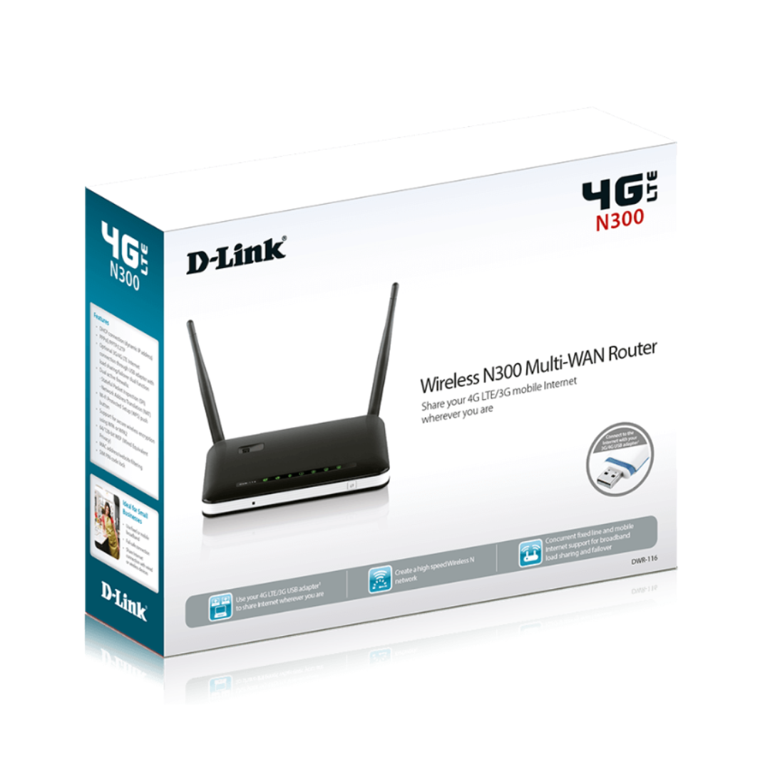 D-Link Wireless N300 Multi-WAN 4G LTE/3G Router DWR116