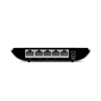 Black network switch with multiple Ethernet ports on a white background