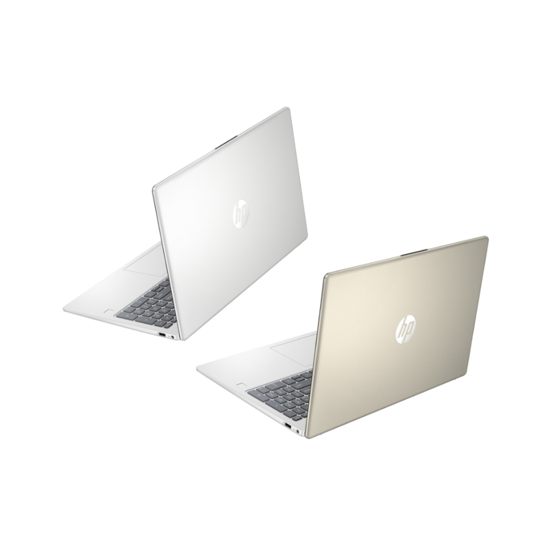 Two HP laptops on a white background