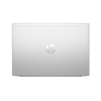 Silver HP laptop on a white background