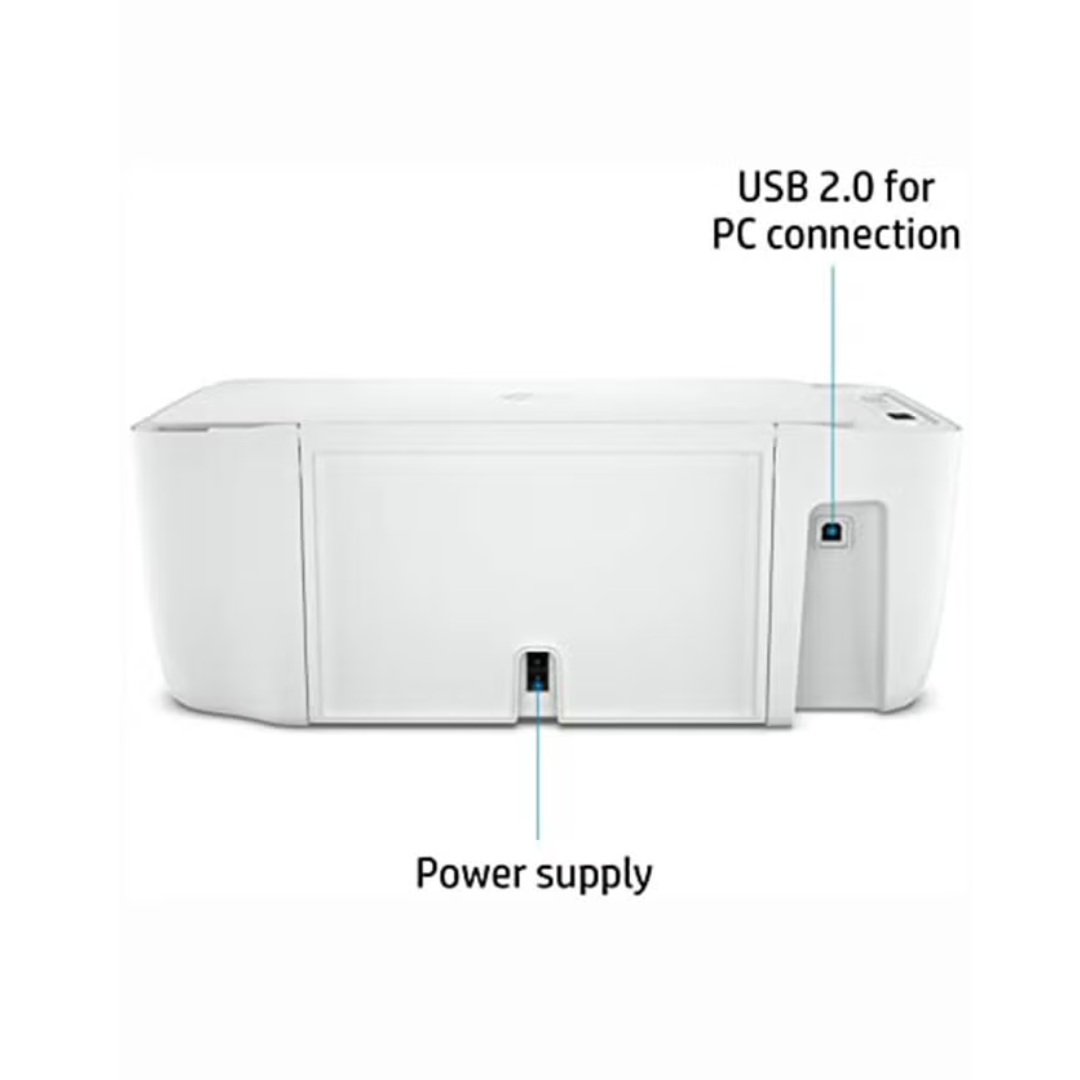 White electronic device with labeled USB 2.0 and power supply on a white background