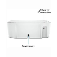 White electronic device with labeled USB 2.0 and power supply on a white background