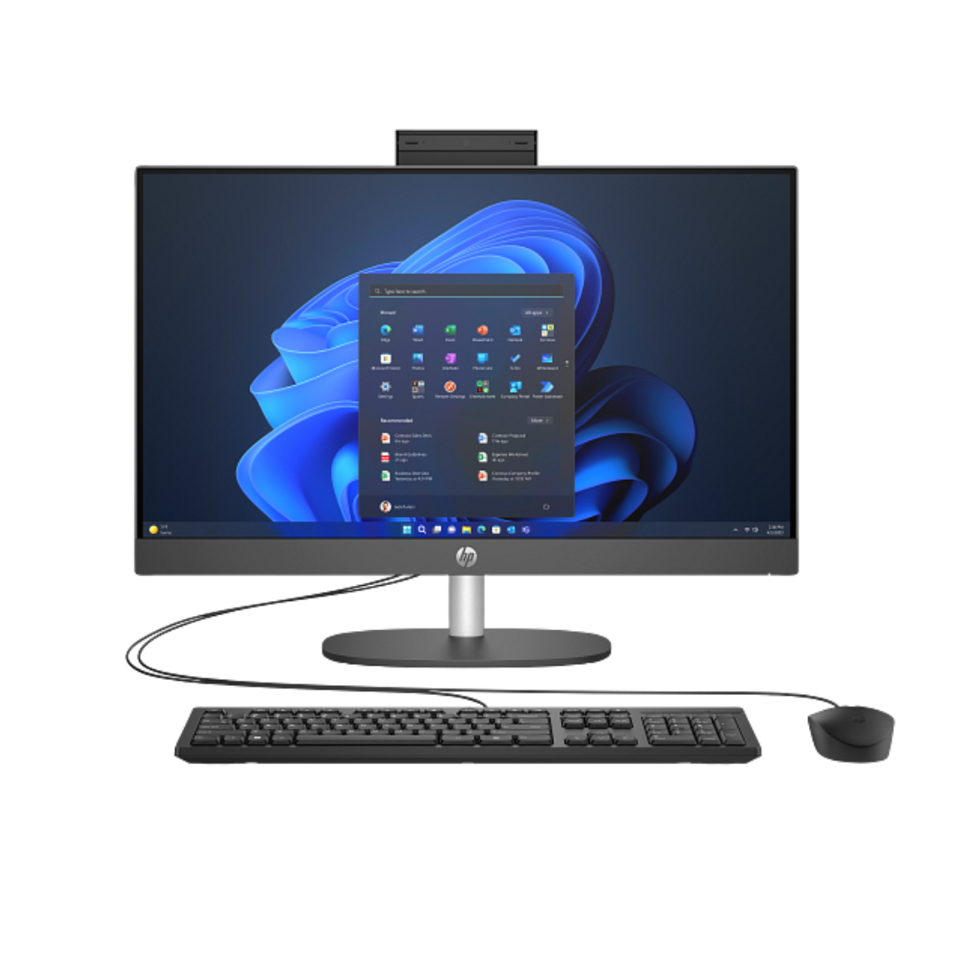 All-in-one computer with keyboard and mouse on a white background