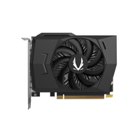 Black graphics card with a fan on a white background