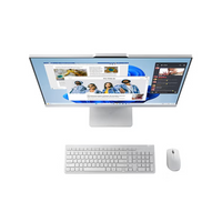 Computer monitor with keyboard and mouse on a white background
