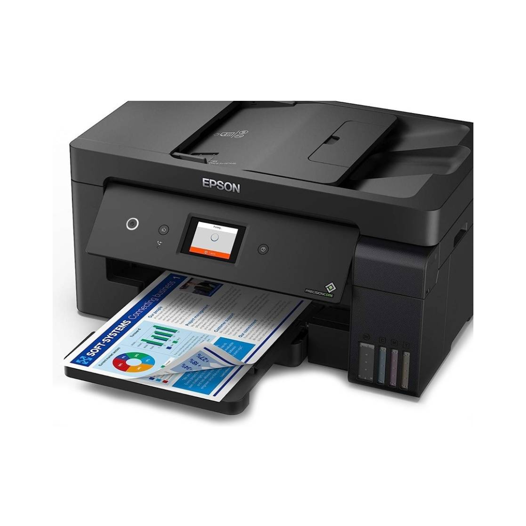 Epson printer with a document output on a white background