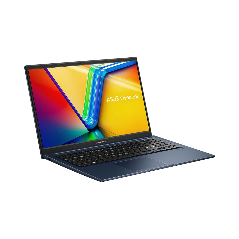 ASUS Vivobook laptop with colorful display on a white background
