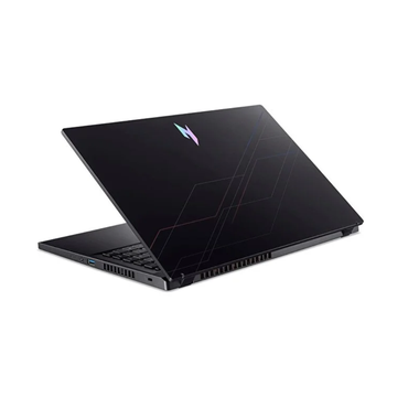 Black gaming laptop with a brand logo on a white background