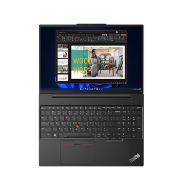 Black ThinkPad laptop with a screen displaying a webpage on a white background