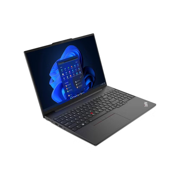 Laptop with a blue abstract design on the screen on a white background