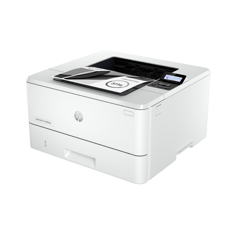 HP laser printer on a white background