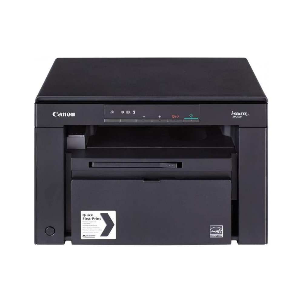 Black Canon printer on a white background