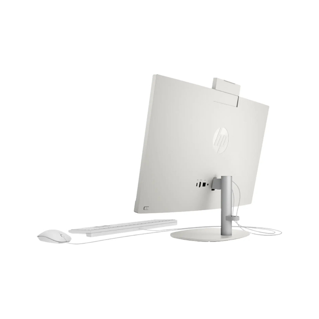 White computer monitor and keyboard on a white background