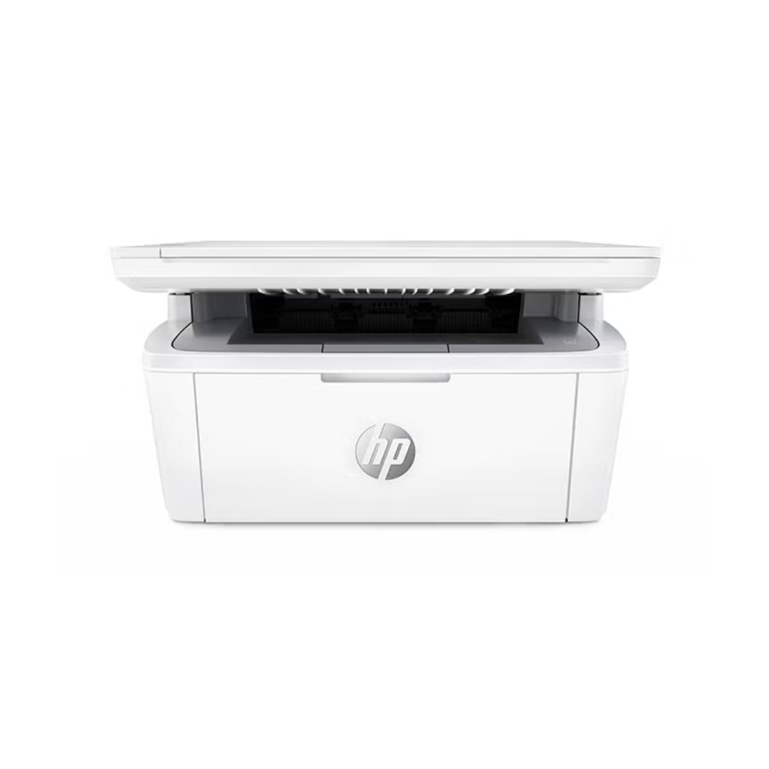 White HP printer on a white background
