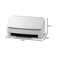 Scanner with dimensions labeled on a white background