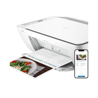 White printer with a smartphone displaying a website on a white background