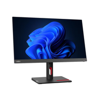 Monitor with blue abstract design on screen against a white background