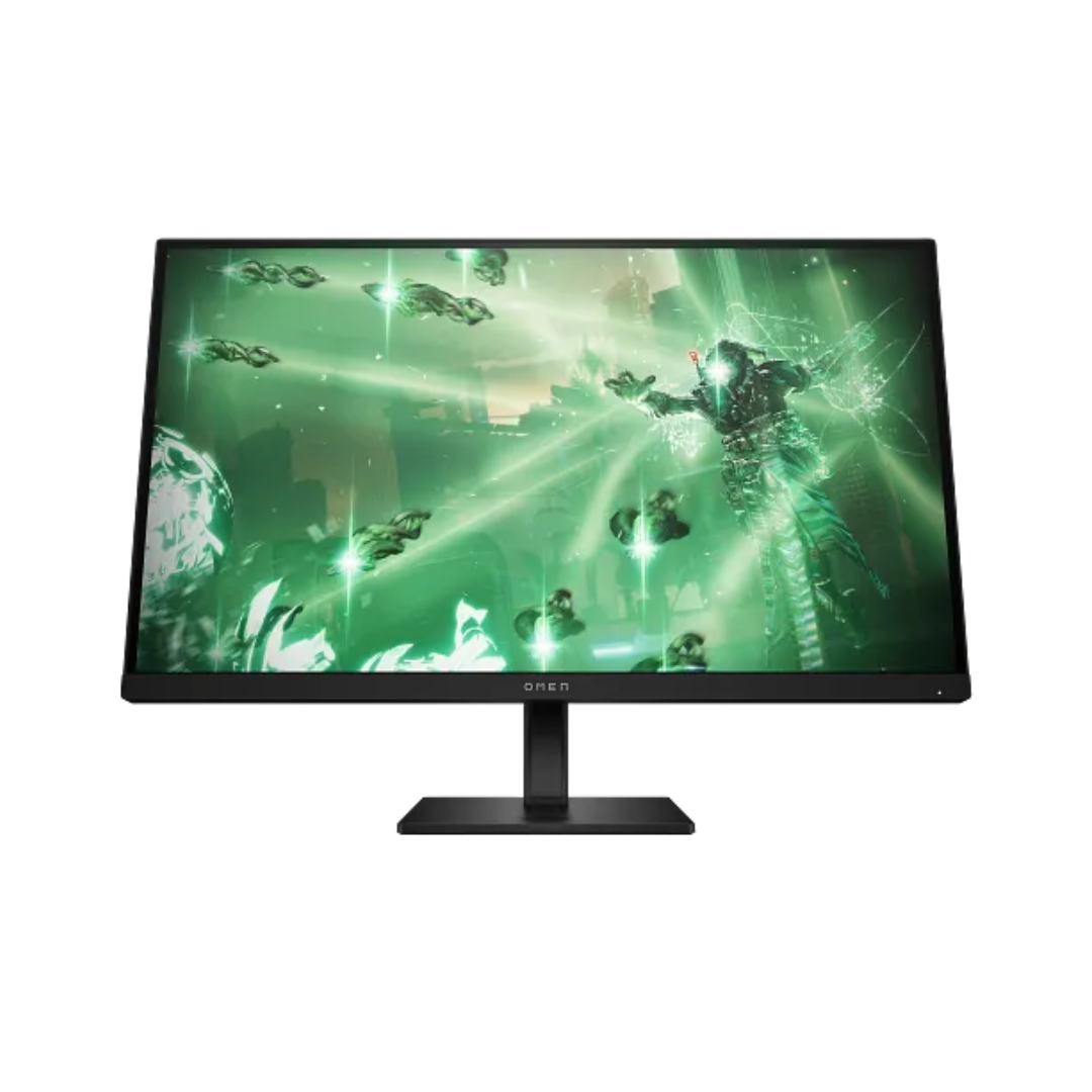Gaming monitor with green display on a white background