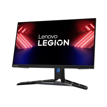 Lenovo Legion gaming monitor with red and blue light design on a white background