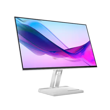 Computer monitor with a colorful display on a white background