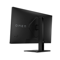 Black computer monitor with 'OMEN' branding on a white background