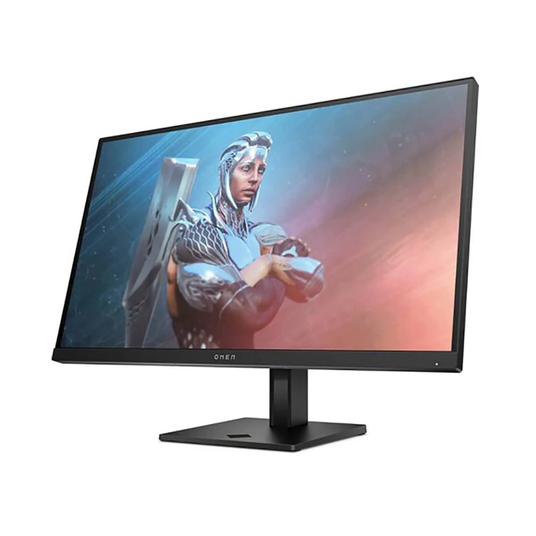 Gaming monitor displaying a character with armor on a white background