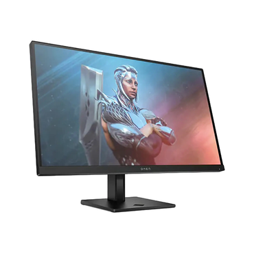 Gaming monitor displaying a futuristic character on a white background