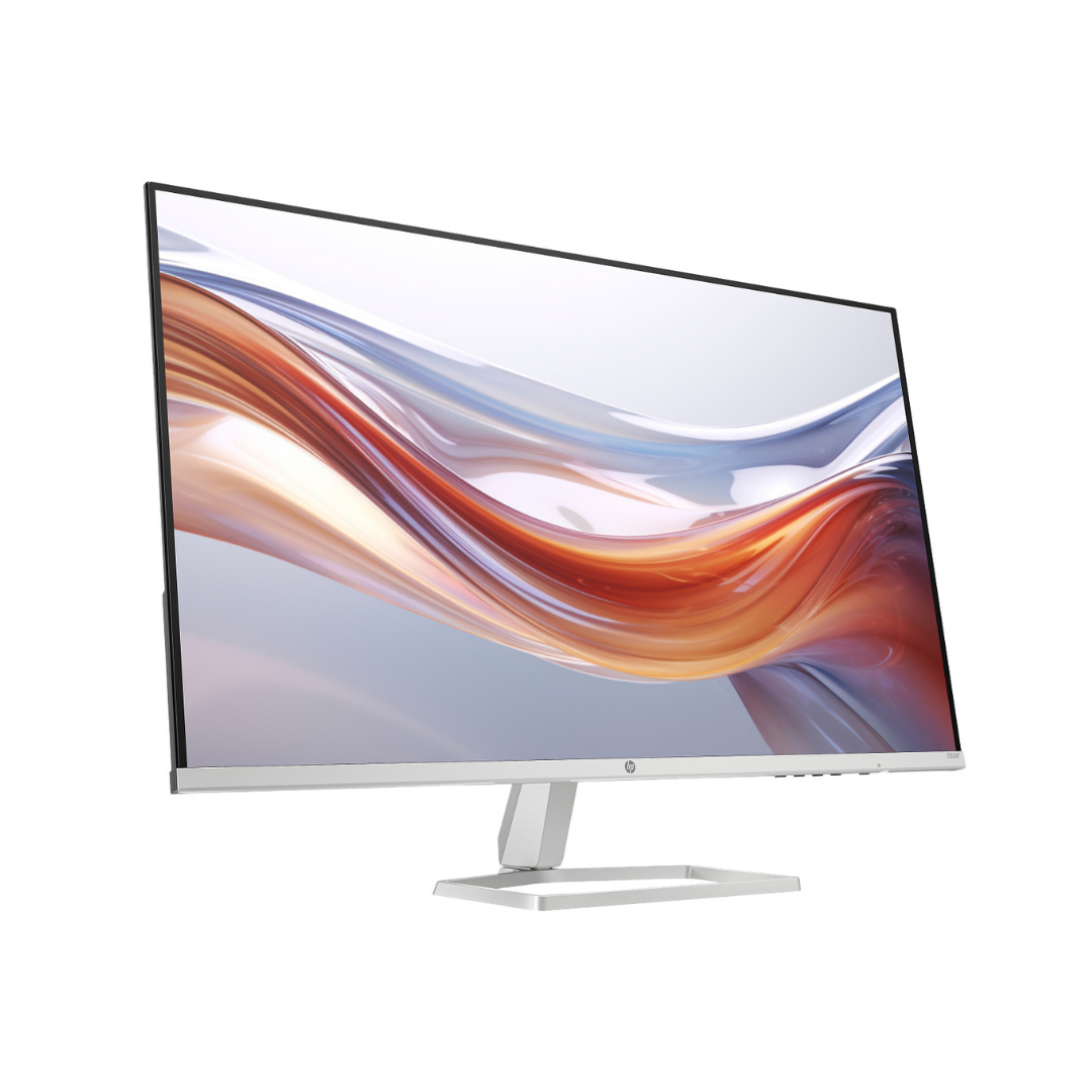 Computer monitor with colorful display on a white background