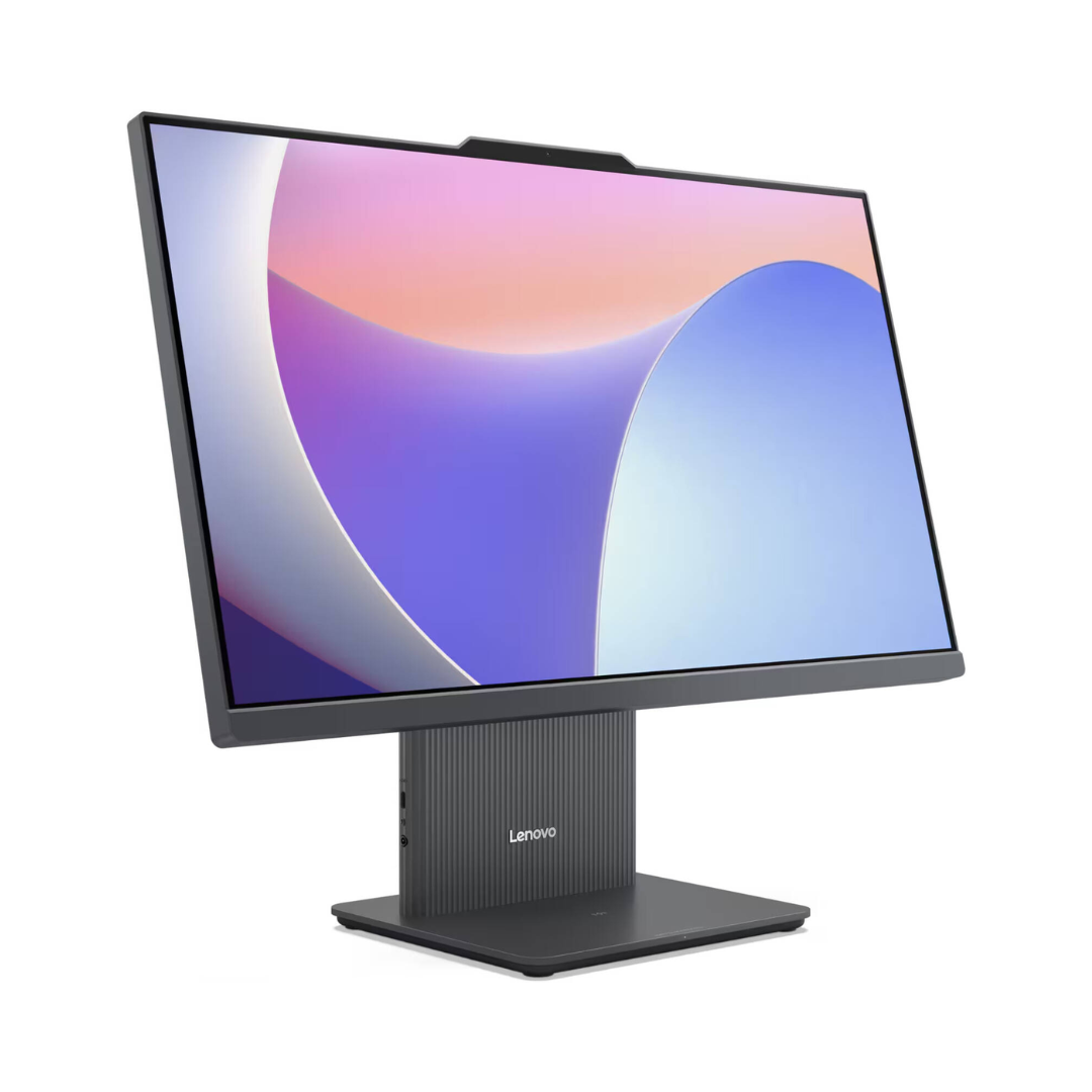 Computer monitor with colorful display on a white background