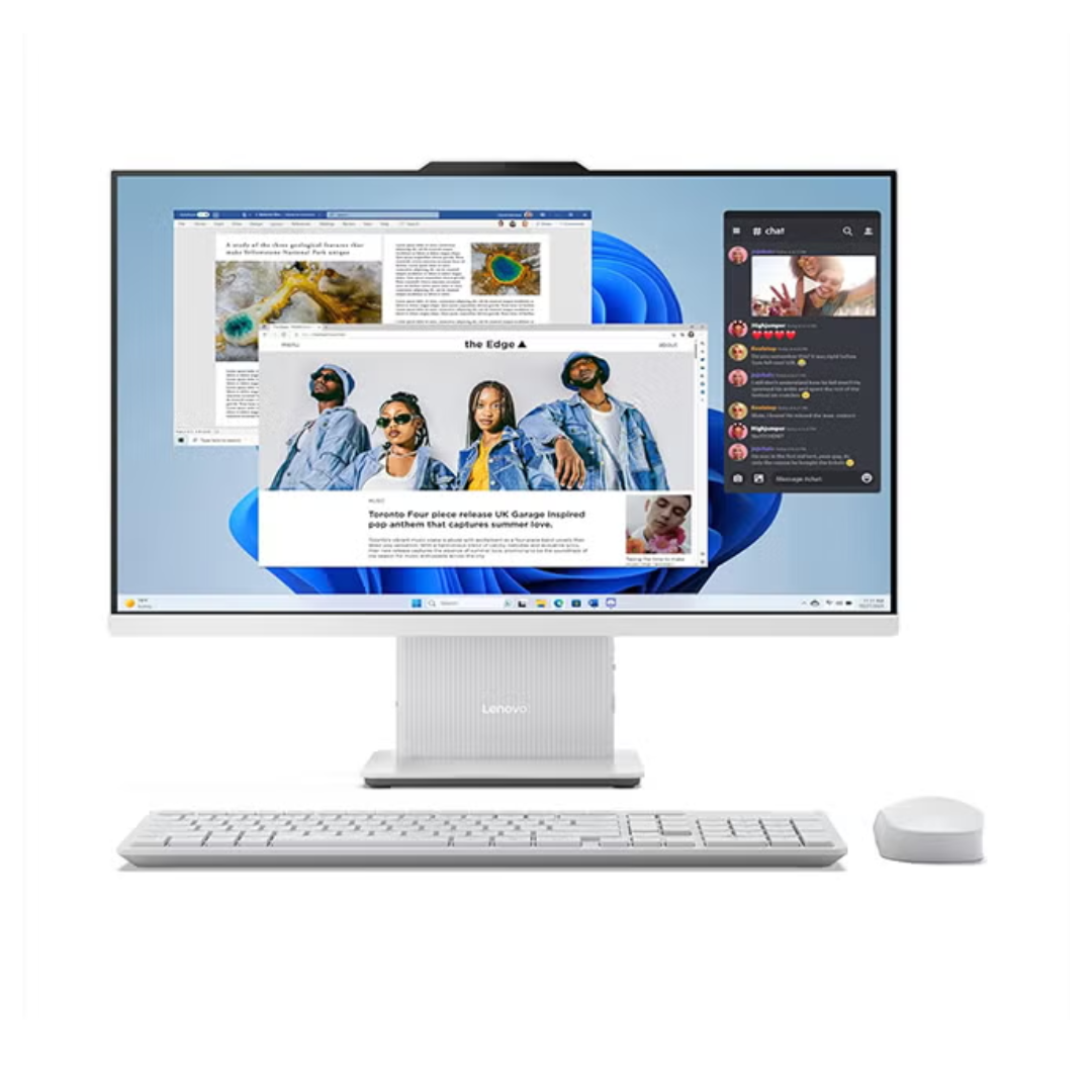 Computer monitor with keyboard and mouse on a white background