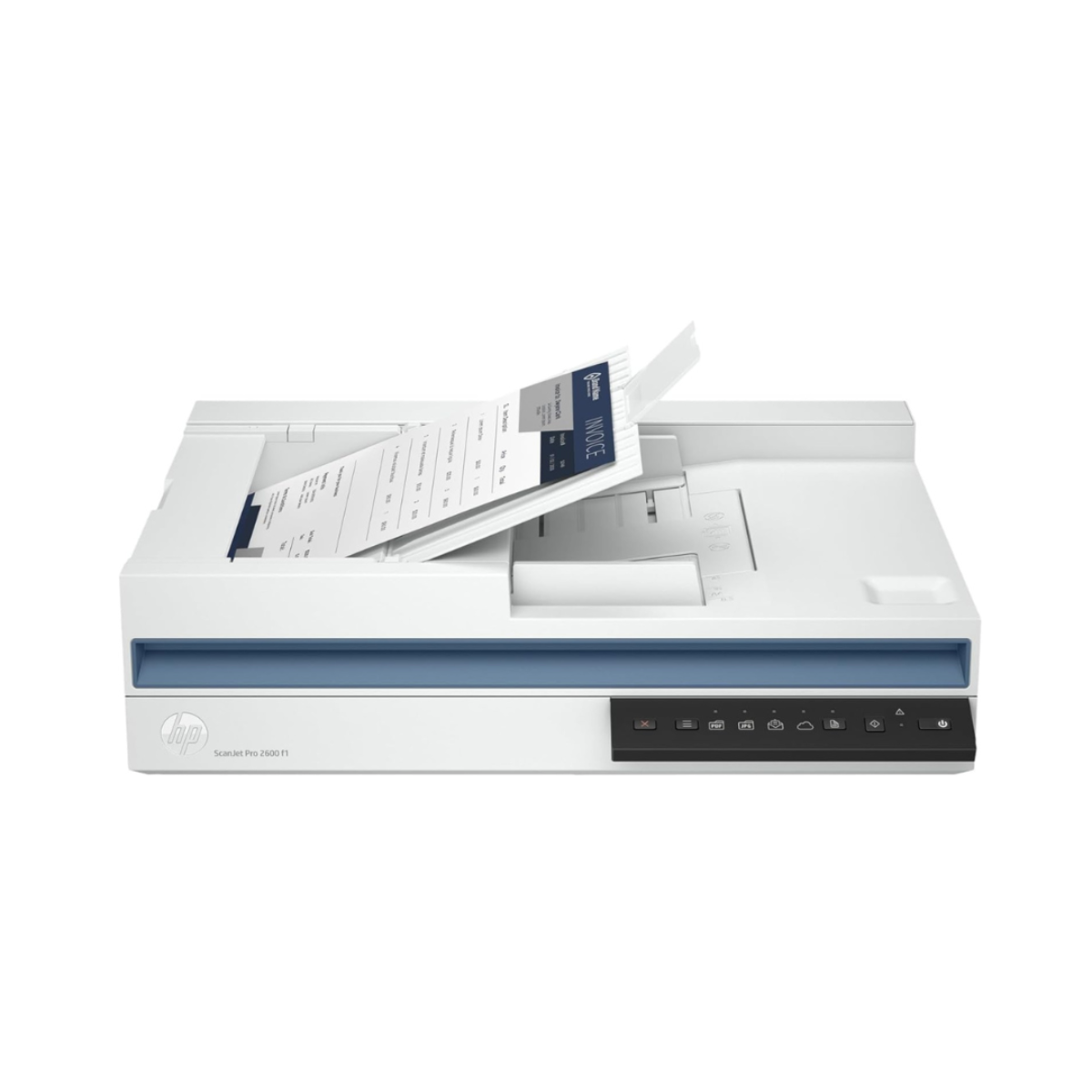 Scanner with a document on a white background