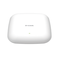 White D-Link wireless access point on a white background