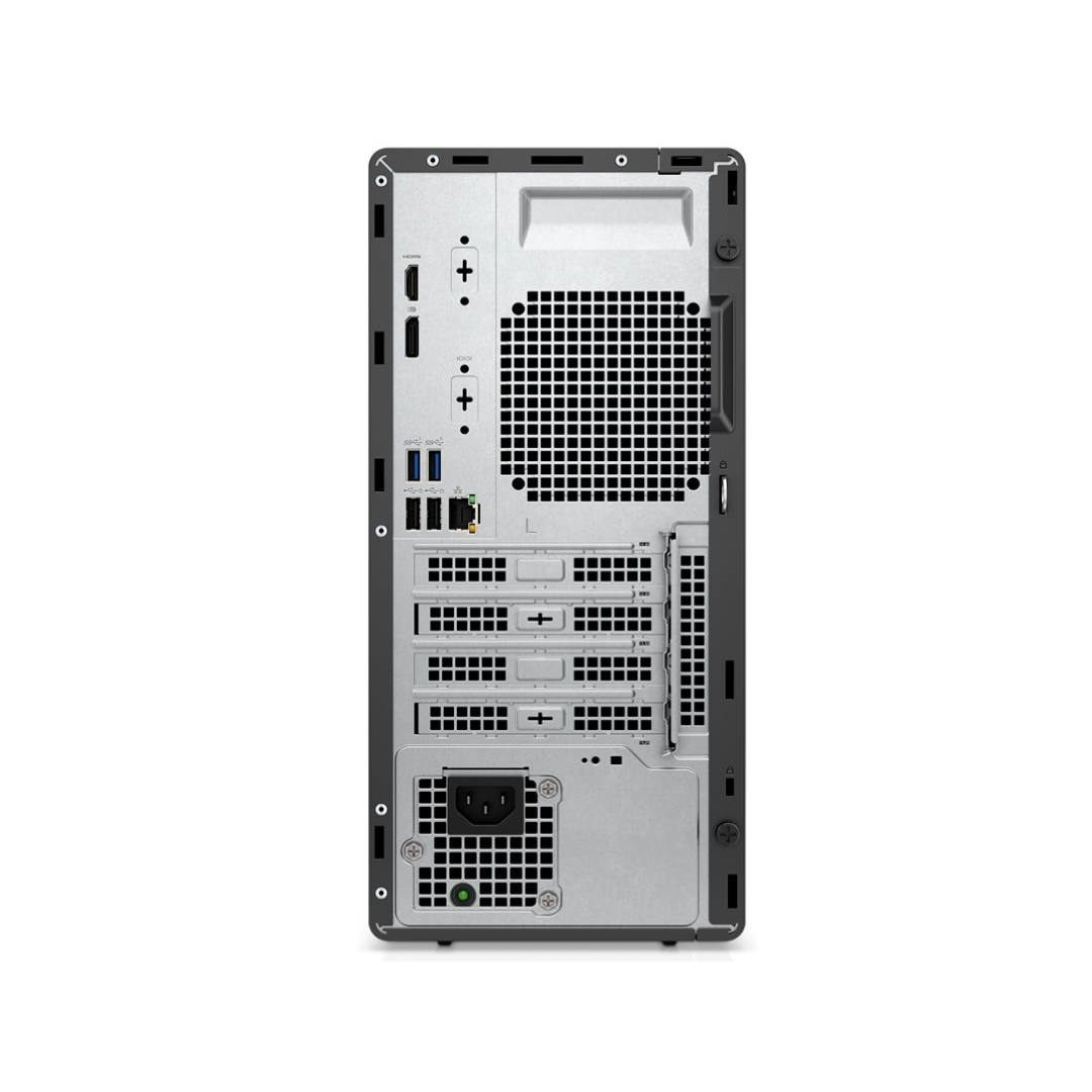 Back view of a computer tower case on a white background