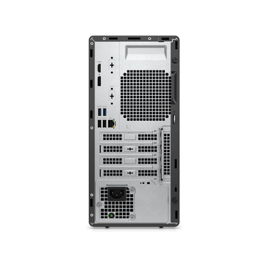 Back view of a computer tower case on a white background