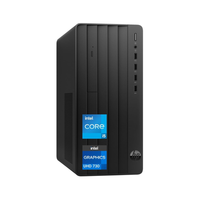 HP desktop computer tower with Intel Core i5 and UHD 730 graphics on a white background