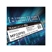 TeamGroup M.2 solid state drive with specifications on a blue and black tech-themed background